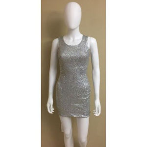 Candies Bodycon Silver Sequin Sparkle Dress XS